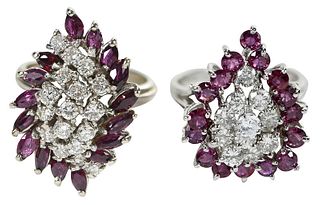 Two 14kt. Diamond and Ruby Rings 