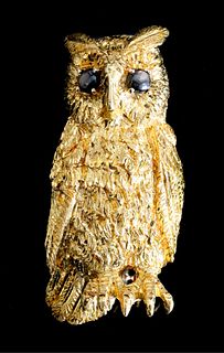 Cellino 18k Yellow Gold Owl Pin Brooch