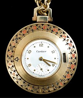 Mid Century Cartier Gold Roulette Pocket watch
