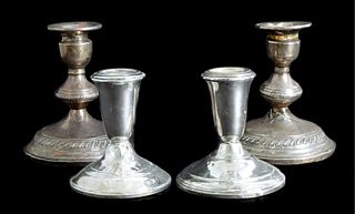 Group, Four Sterling Candle Holders