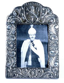 Large Ornate 900 Silver Photo Frame, 19th C