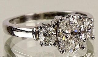 EGL Certified 1.04 Carat Oval Cut Diamond and Platinum Engagement Ring