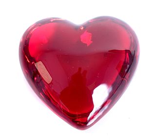 Baccarat Crystal Ruby Puffed Heart Figurine