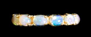 18k Yellow Gold & Opal Ring Band, Size 7