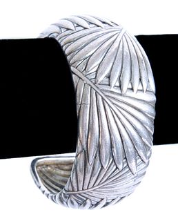 Sterling Silver Palm Leaf Cuff Bracelet 89 Grams