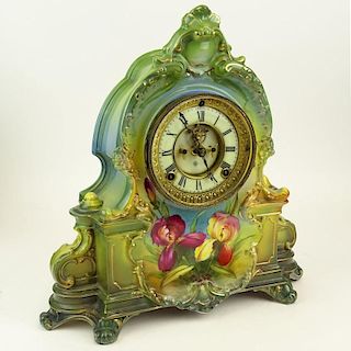 19/20th Century Ansonia Royal Bonn Porcelain Mantle Clock