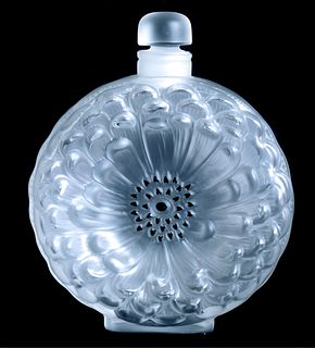 Large Lalique  Dahlia Crystal Scent Bottle