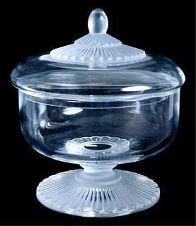 Lalique Crystal "Elvine" Jelly or Candy Bowl w/lid