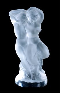 Lalique Crystal Faune With Nude Paperweight