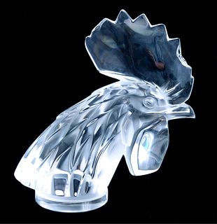 Lalique Crystal Tete De Coq Rooster Paperweight