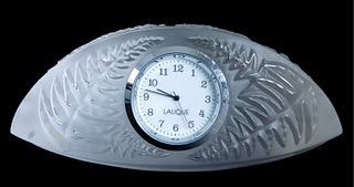 Lalique Crystal Fougere (Fern) Quartz Clock