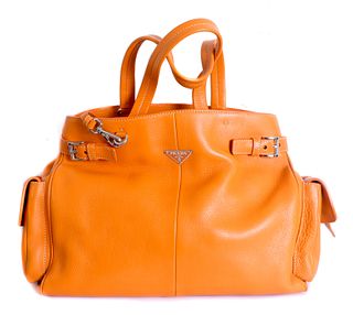 Like New Prada Saddle bag in Orange Calfskin