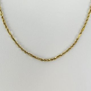 14 Karat Yellow Gold Rope and Link Necklace with Lobster Lock