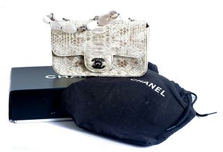 Chanel Python Flap Bag w/ Agate Beaded Handle