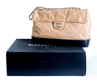 2-Tone Lambskin Chanel Quilted Flap Bag