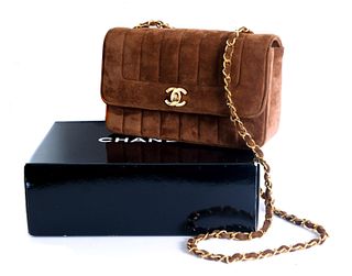 Vintage Goat Velvet Chanel Flap Bag with Gold Hard