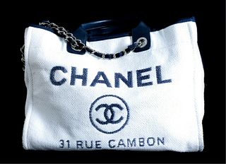 Rare Jumbo Chanel Canvas Convertible Tote Bag