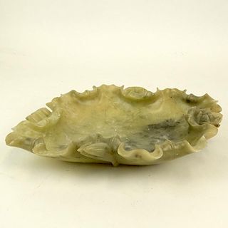 Early to Mid 20th Century Chinese Carved Soapstone Leaf Dish