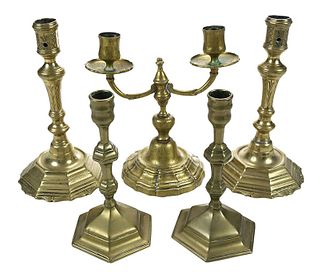 Two Pairs of Brass Candlesticks, Candelabra
