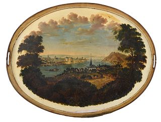 Painted Toleware Tray with View of Heidelberg