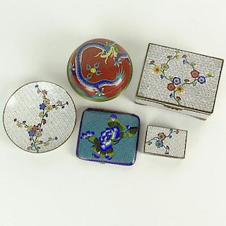 Five (5) Piece Lot Vintage Chinese Cloisonne Tabletop items