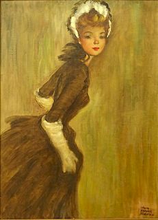 Esther Seymour-Stevenson, American (19/20th C) Oil on canvas "Mademoiselle"