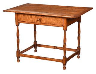 American William and Mary Tiger Maple Tavern Table