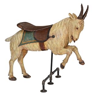 Carved and Polychrome Carousel Goat