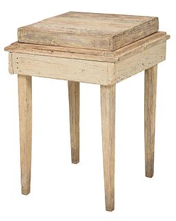 Southern Yellow Pine Marble Top Biscuit Table