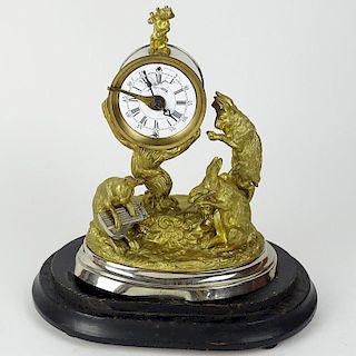 Vintage Gilt Bronze Decorative Clock "Musical Hares"