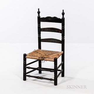 Small Black-painted Slat-back Side Chair