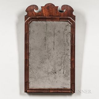 Queen Anne Walnut Veneer Scroll-frame Mirror