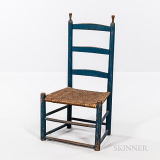 Blue-painted Slat-back Side Chair