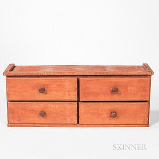 Salmon Red-painted Case of Four Drawers