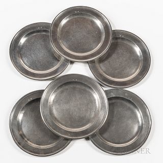 Set of Six Pewter Plates