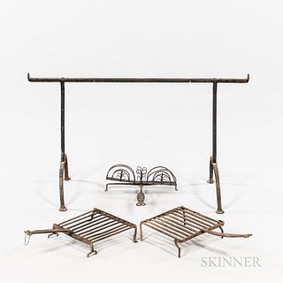 Group of Wrought Iron Hearth Items