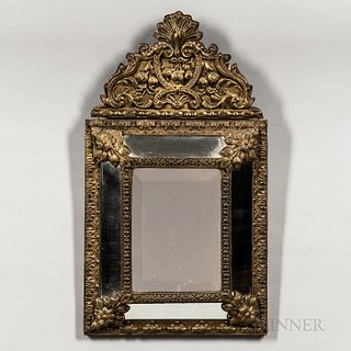 Molded Brass Rococo Mirror