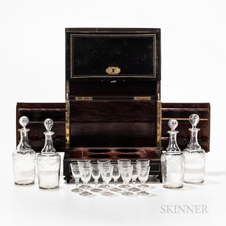 Exotic Wood Veneer and Brass-inlaid Spirit Cabinet