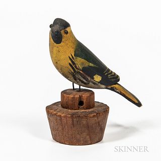 Carved and Painted Songbird