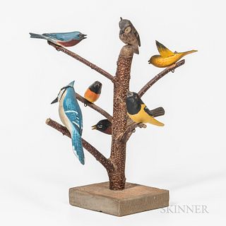 Carved and Painted "Bird Tree,"