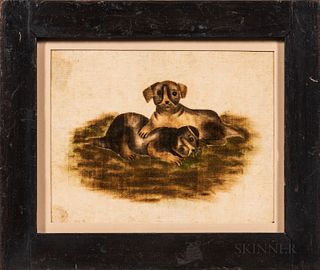 Watercolor on Velvet Theorem with Two Playful Puppies