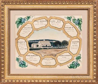 Watercolor and Gilt "Parrott-Rice" Family Record