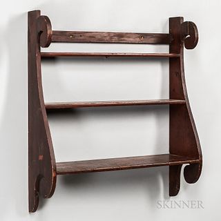 Red/brown-painted Wall Shelf