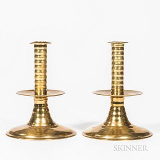 Pair of Early Trumpet-base Candlesticks