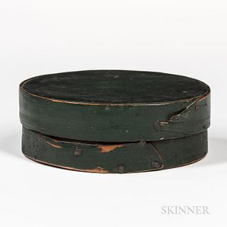 Green-painted Oval Pantry Box