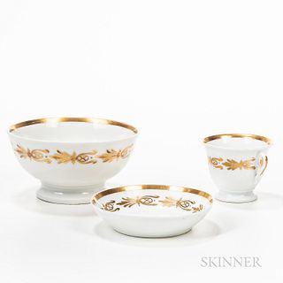 Gilt Porcelain Cup and Saucer with Waste Bowl