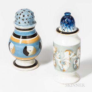 Two Slip-decorated Pepper Pots