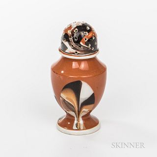 Dipped Fan and Marbled Slip Pepper Pot