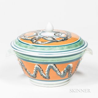 Slip-decorated Covered Serving Dish