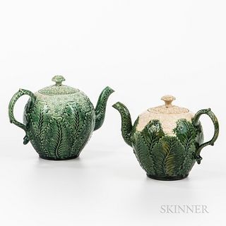 Two Molded Cauliflower Teapots